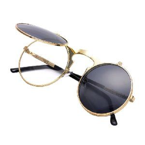 Vintage Round Flip Up Sunglasses for Men Women Juniors Circle Sun Glasses